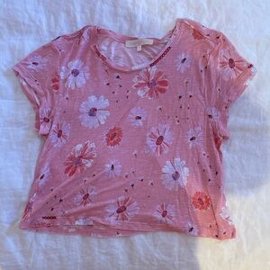 HAPPY LUNAR NEW YEAR!! 🌺Pink cropped soft Floral Print T-Shirt 🥰